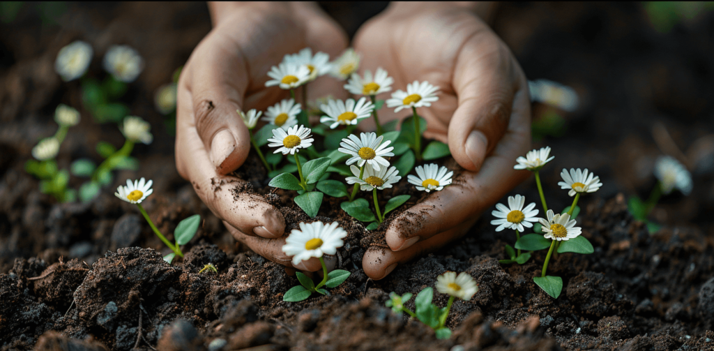 growing_Daisies_in_soil_