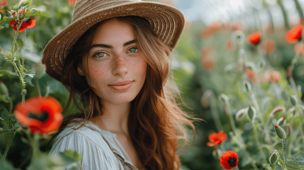 A_woman_in_a_garden_caring_for_Poppy